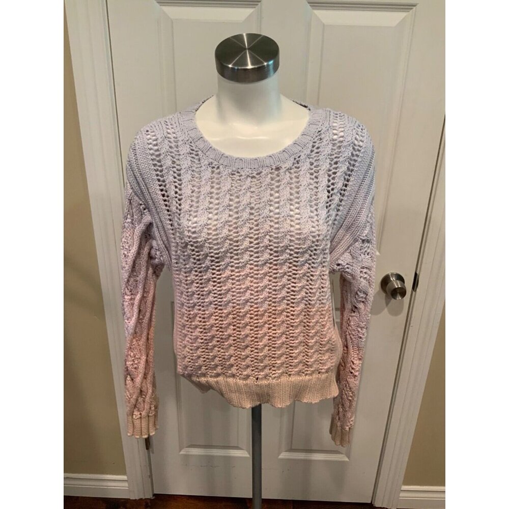 John + Jenn Purple & Pink Ombre Loose Knit Sweater, Size XS